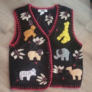 Womens l Animal Patterned Knit Vest l Large l Vintage l Segue